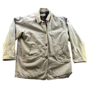 Brandon Thomas Mens Shirt Jacket Medium Collared Shacket Button Up Beige Casual